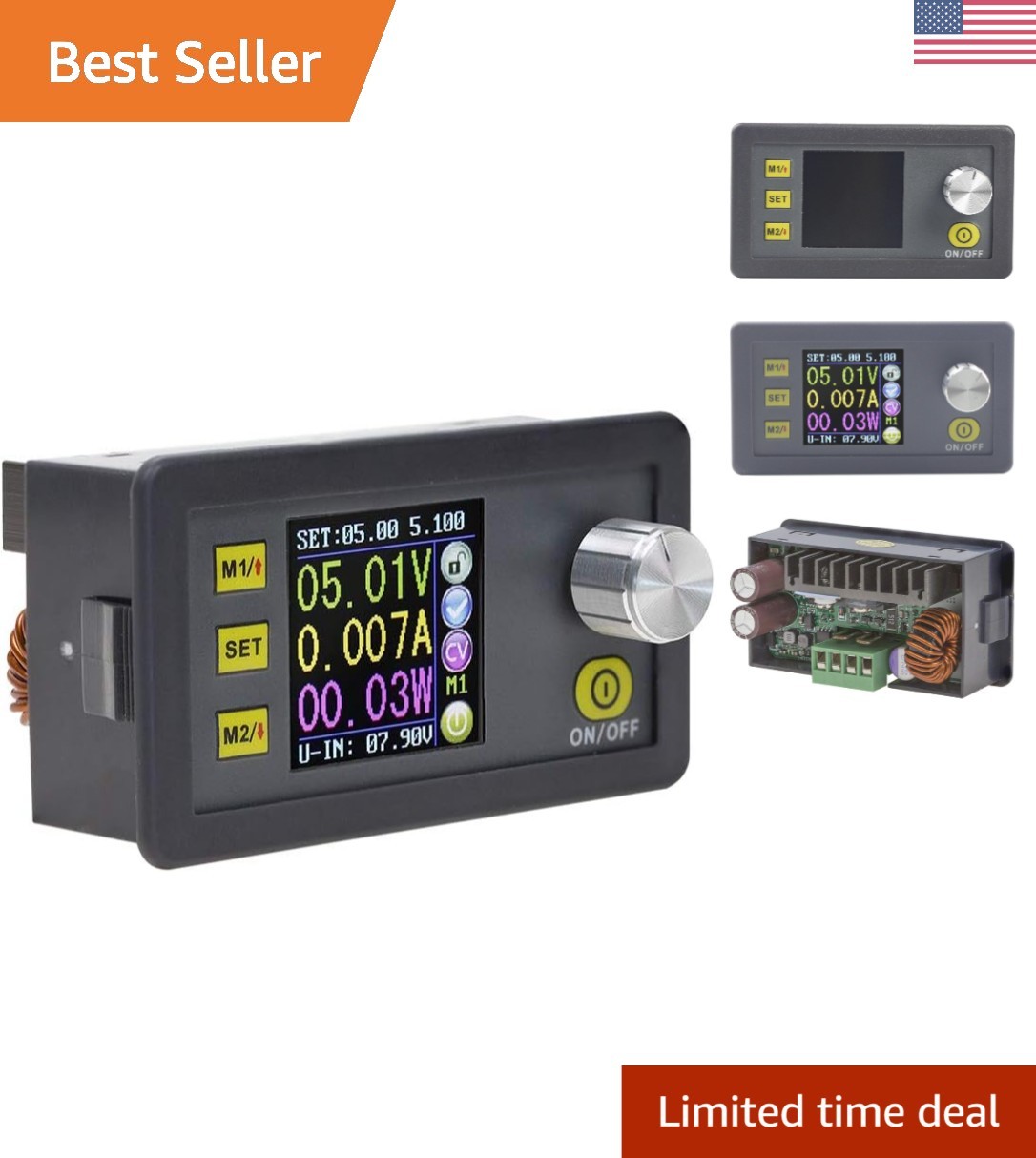 Digital Buck Power Converter 6-55V to 0-50V 5A with Colorful LCD Display