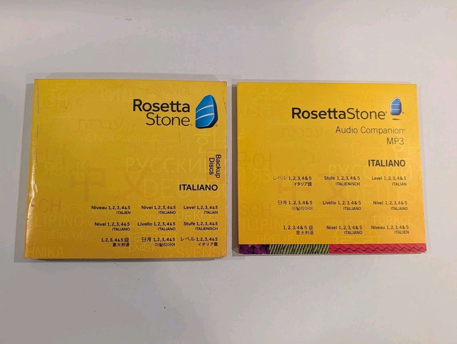 ROSETTA STONE Italian Levels 1 2 3 4 & 5 PC CD-ROMs + Audio Companion MP3