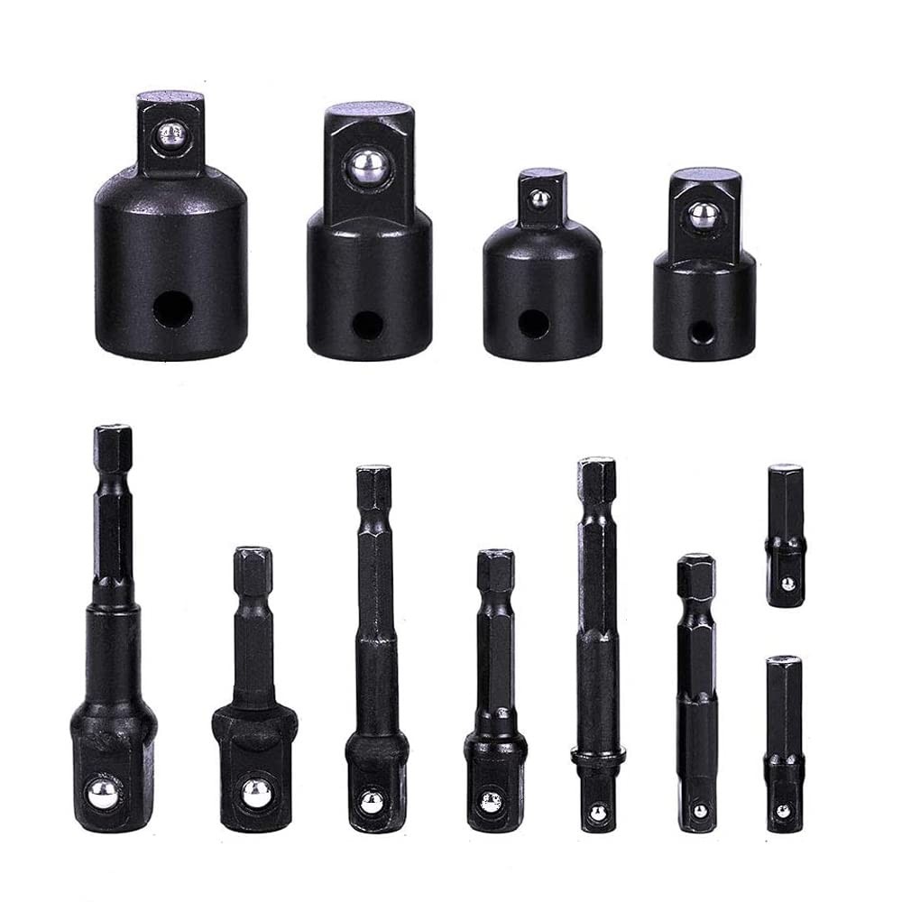 8 Pcs Impact Grade Socket Adapters Set For Power Drill 4 PCS Impact Socket Ad...