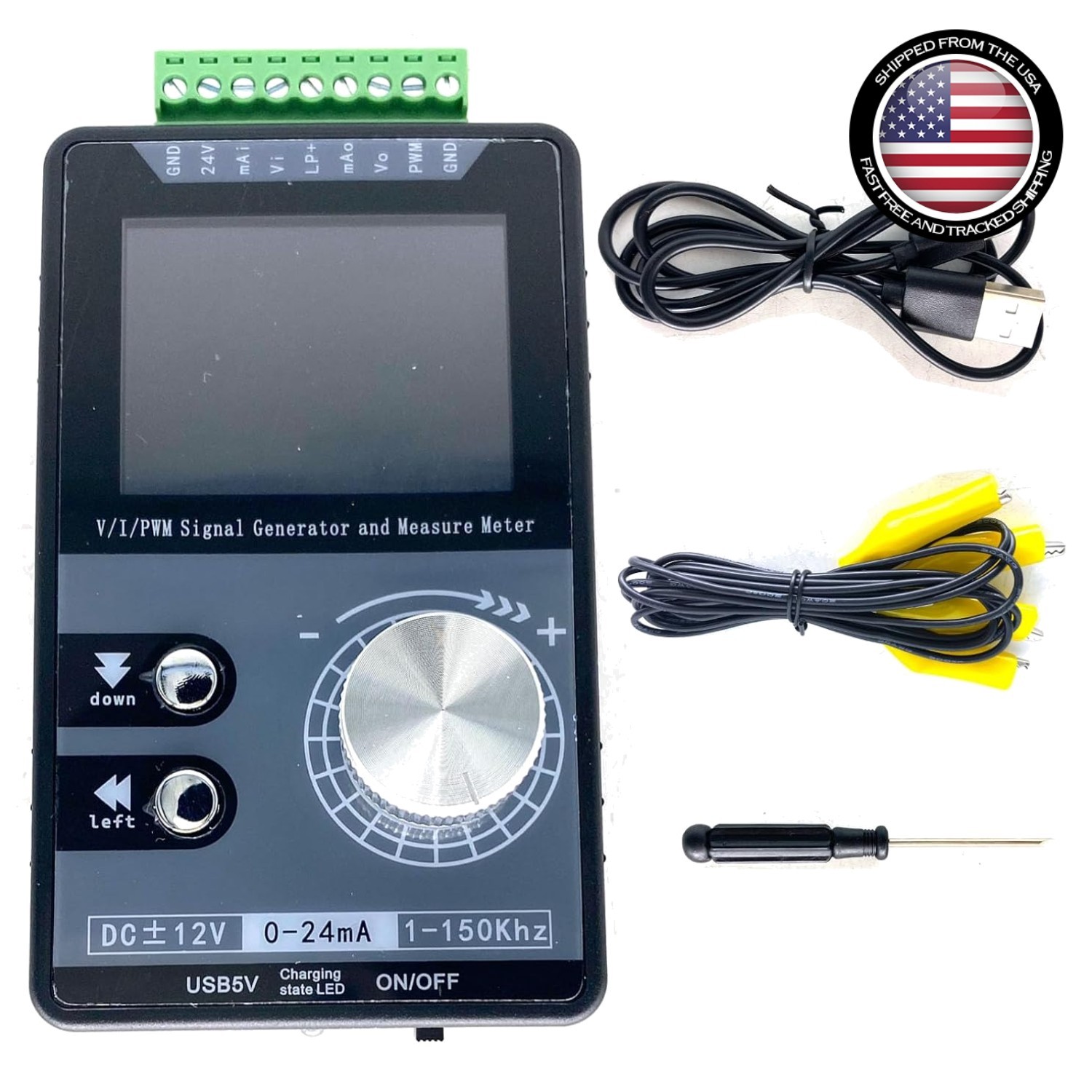 Signal Generator 0-20mA 0-10V PWM Square Wave Color Screen USB-C Portable Device