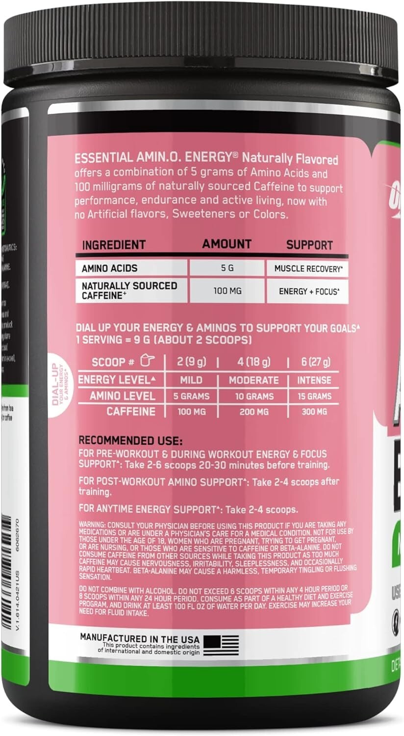 Amino Energy Optimum Nutrition 25 Servs Keto Caffeine BCAA - Watermelon CLUMPY