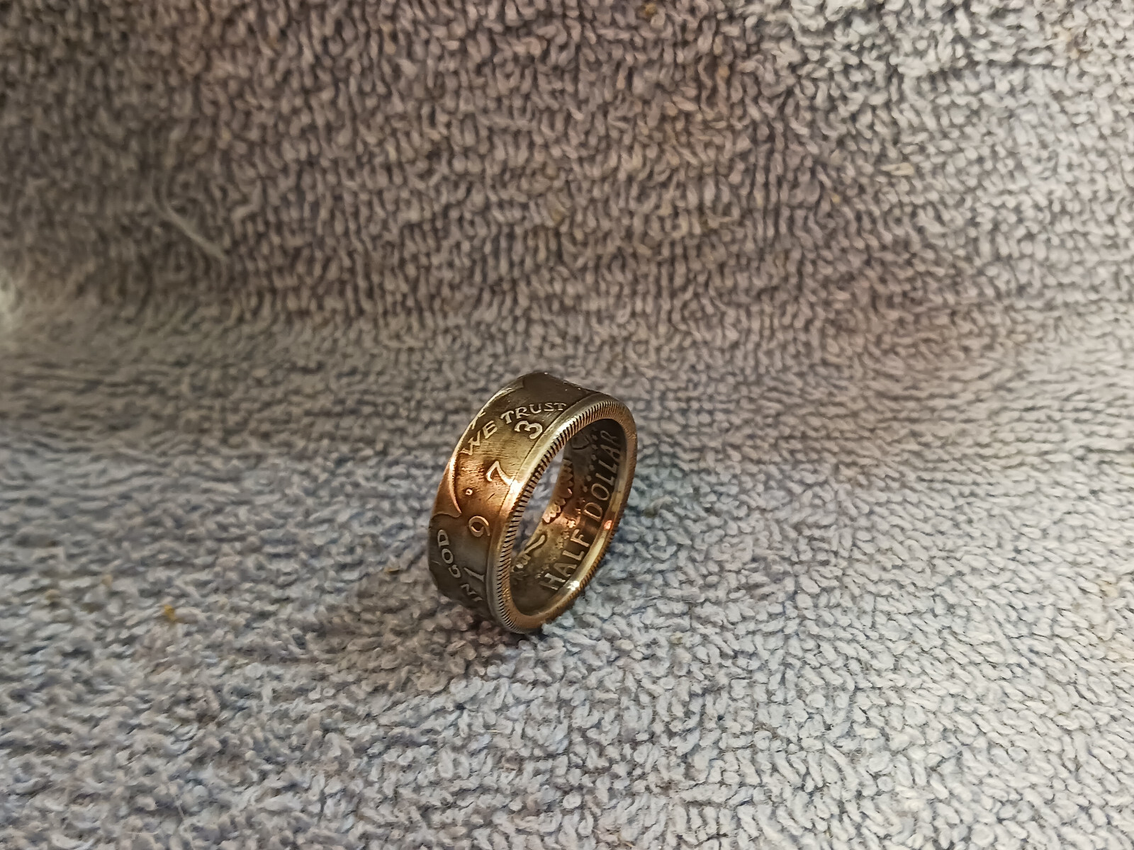 1973  Kennedy Half Dollars  size 10- 1/2  coin ring  handmade mixed metals  (A)
