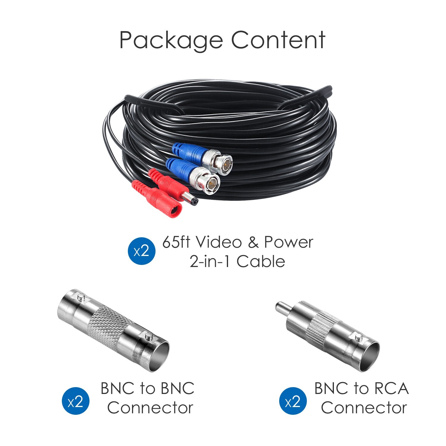 ZOSI 2X 60FT 18M BNC Cable CoopeR Power for 4K CCTV Camera DVR Security System