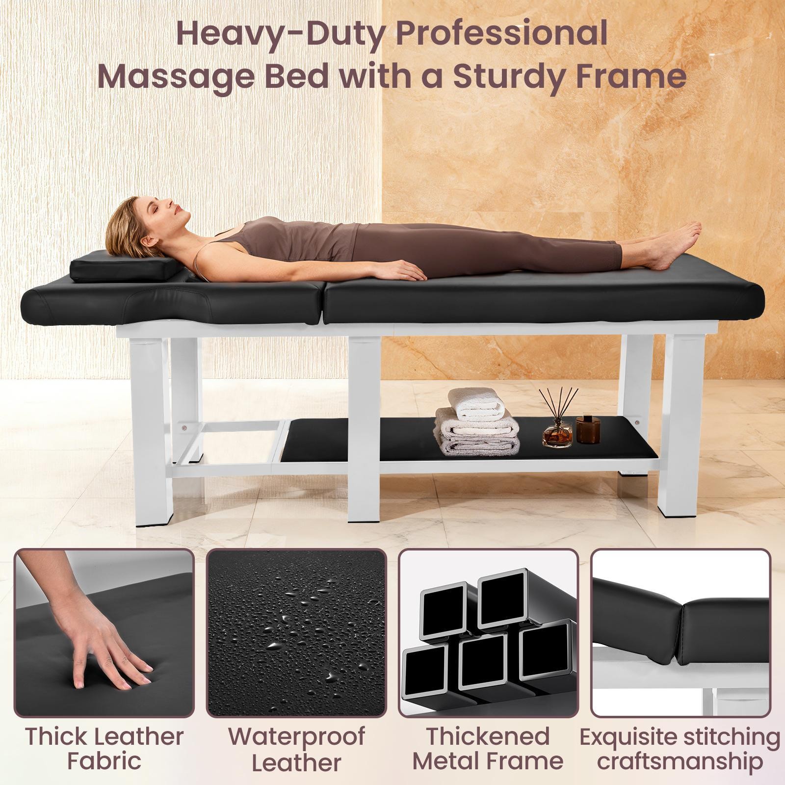 Stationary Massage Table w/ Backrest for Treatment Table Physical Therapy Table