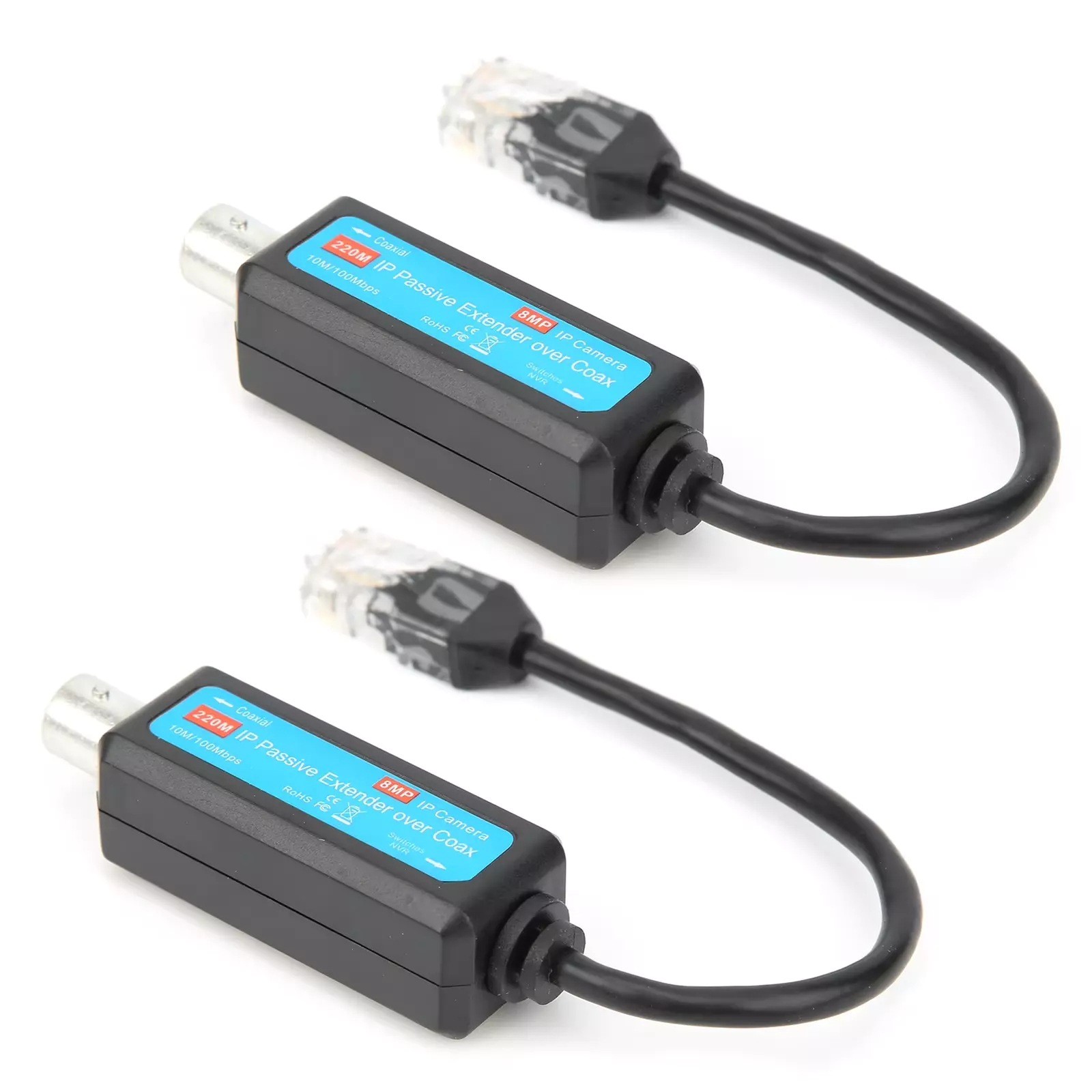 10/100Mbps Passive Coaxial lP Extender 802.3 10Base-T BNC RJ45 220M Transmission