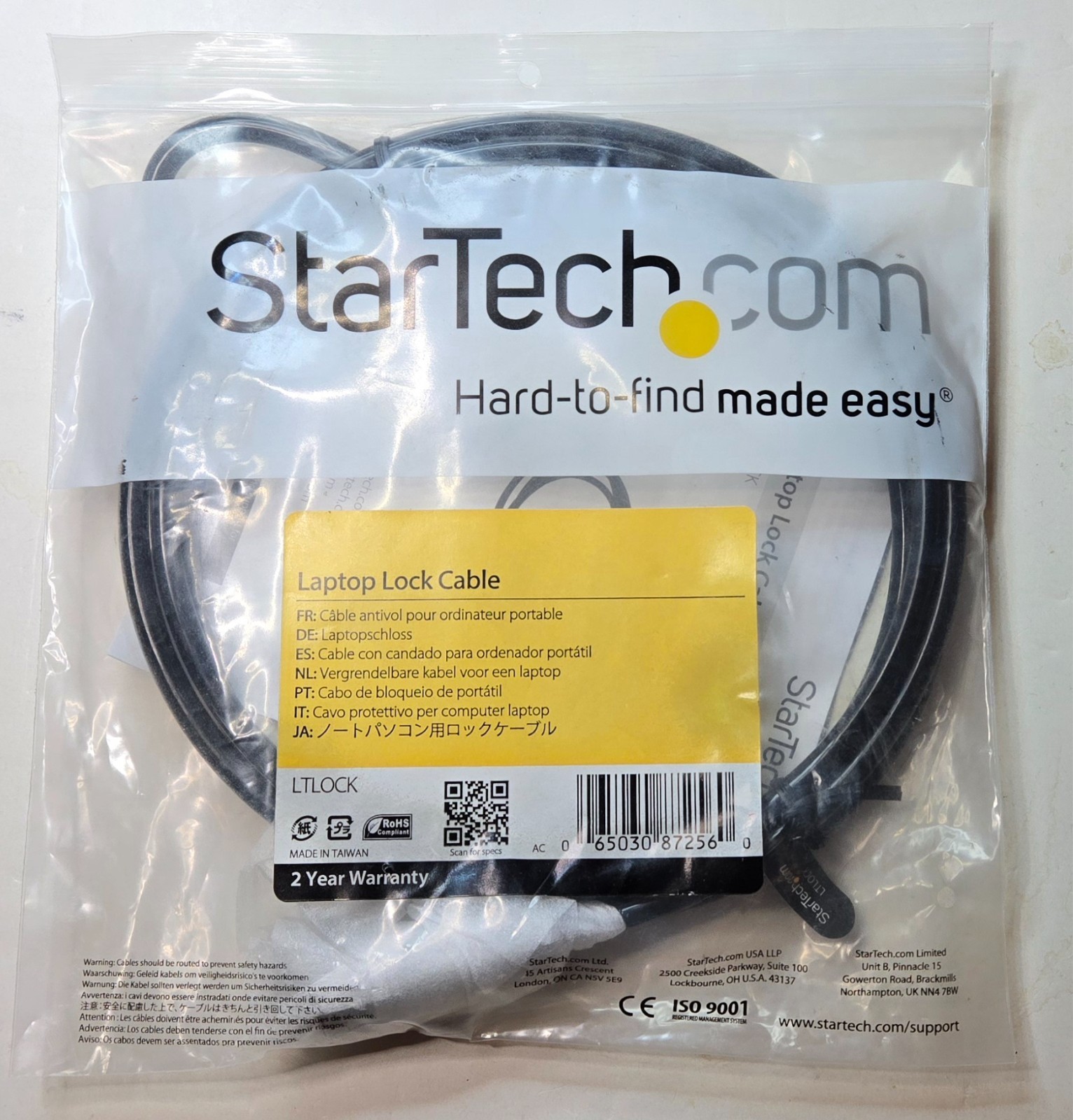 NEW - STARTECH LAPTOP LOCK CABLE