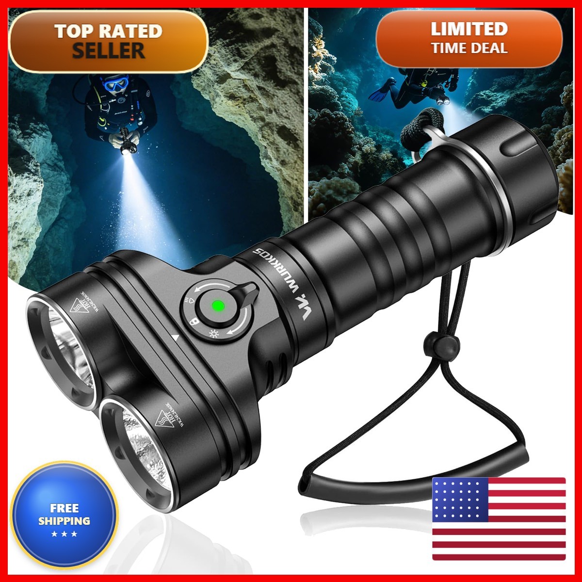Wurkkos DL05 Scuba Dive Light 6000LM, 14H Runtime Underwater Flashlight