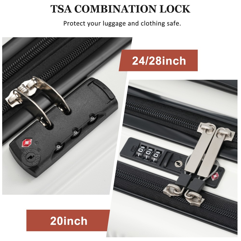 5pc Hardside Luggage Set, Half-Open, Spinner, USB, TSA Lock