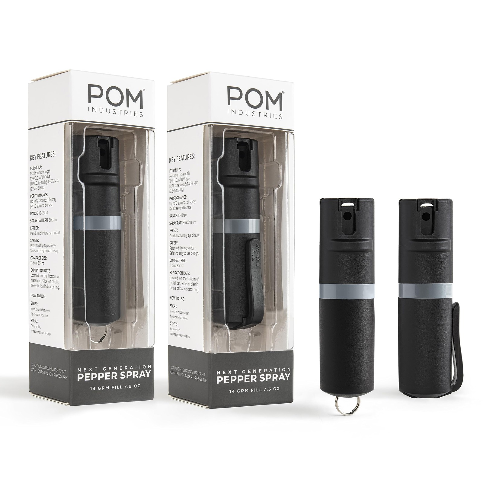 Pepper Spray Combo Pack Clip & Keychain - Maximum Strength OC Spray Self Defe...