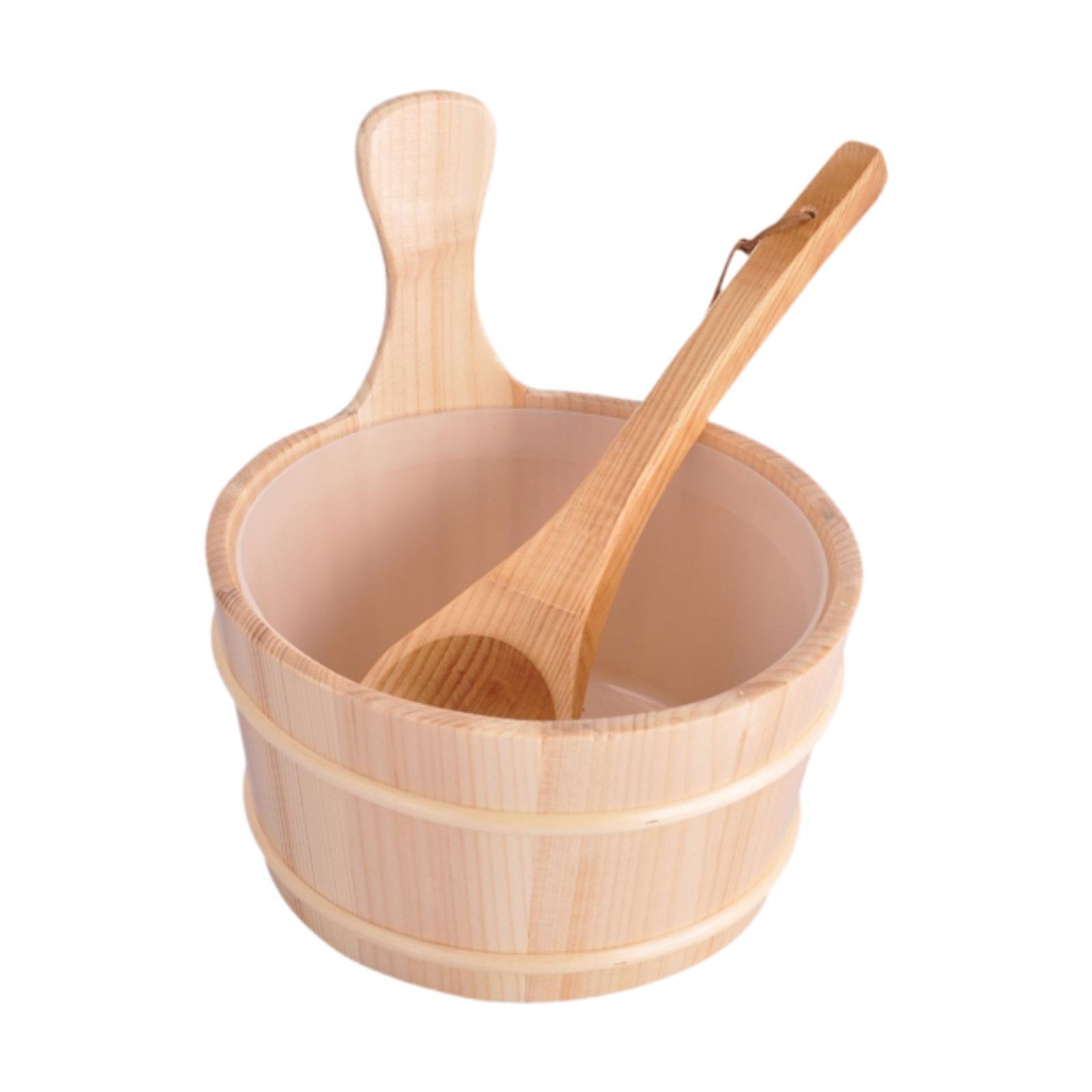Sauna Wooden Bucket with Ladle Sauna Equipment for SPA Centers Home Bathing