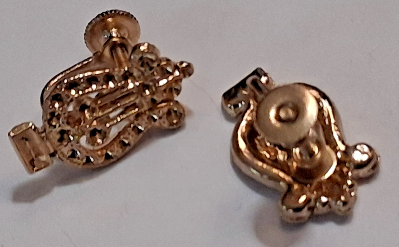 Vintage Lot Of 30 Metal Musical Harp Screwback Earring Jewelry Making Findings