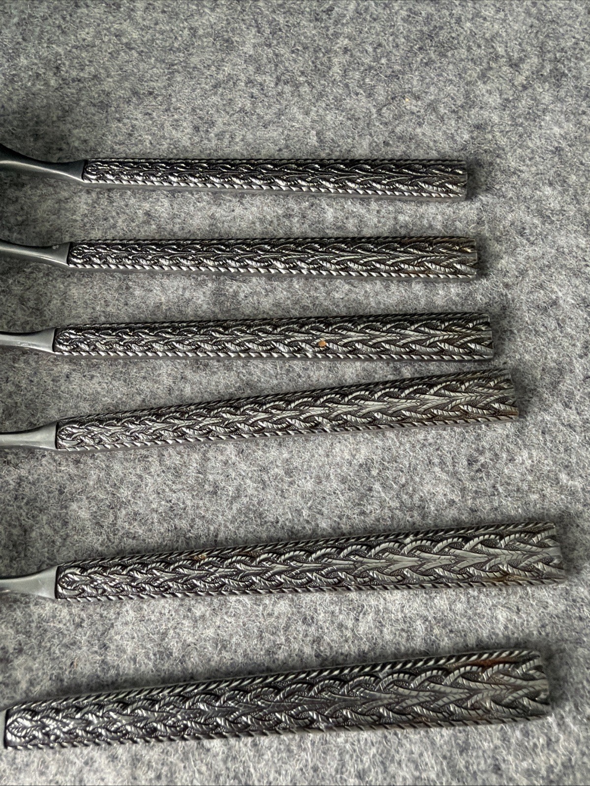 6 MCM JAPAN STAINLESS STEEL FLATWARE BRAIDED ROPE PATTERN Dinner Forks Flatware