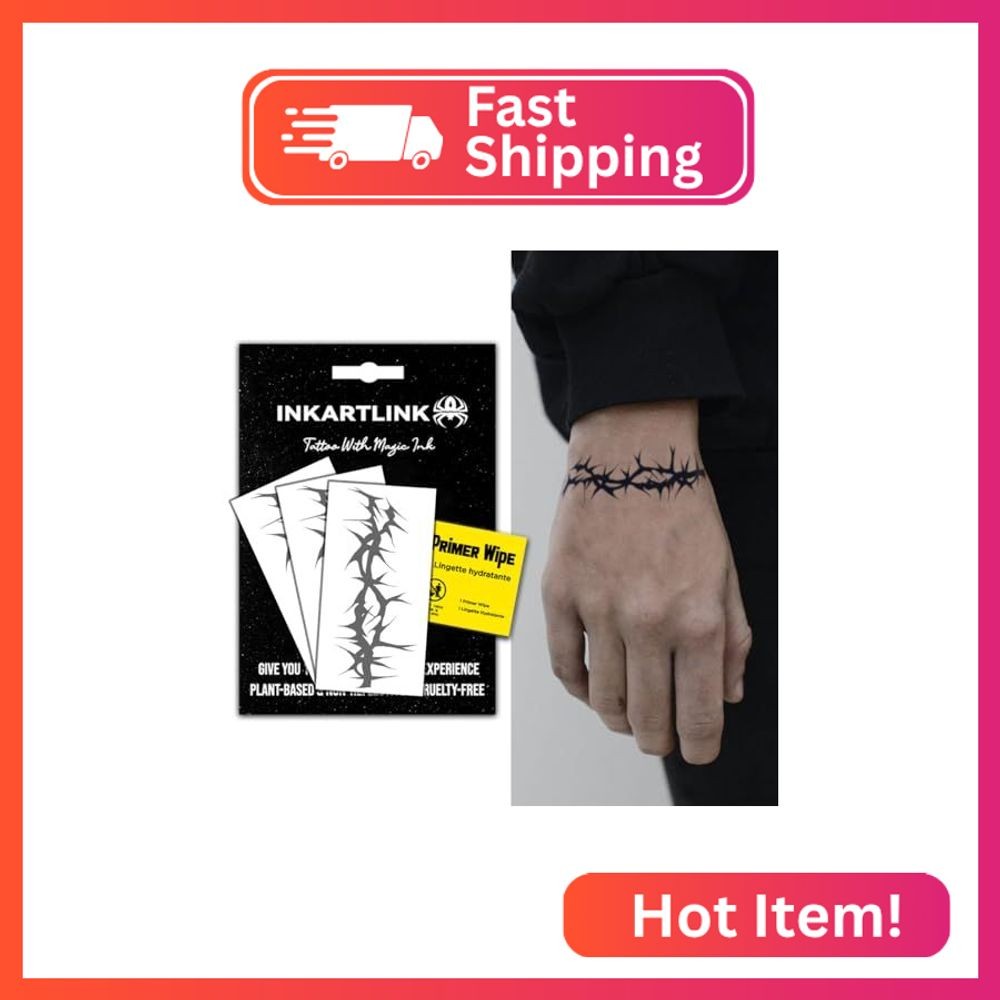 INKARTLINK 3 Sheets Thorns Temporary Tattoos, Realistic Waterproof