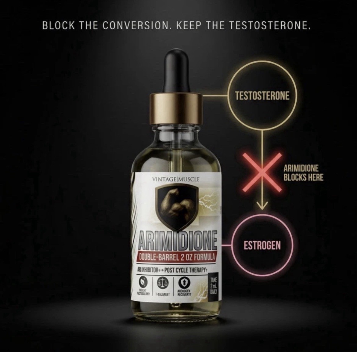 Post Cycle🔁Therapy🧪Test Optimizer Estrogen Blocker By Vintage Muscle💪🏛️🛡️