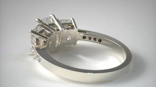 2.80 Ct Emerald Cut Lab-Created Diamond Engagement Ring 14K White Gold Finish