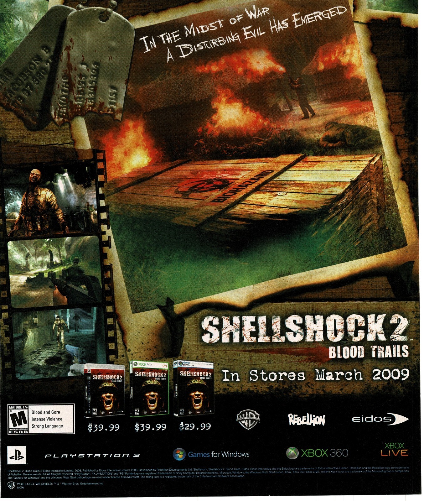 2009 Shellshock 2 Blood Trails Video Game Vintage Print Ad