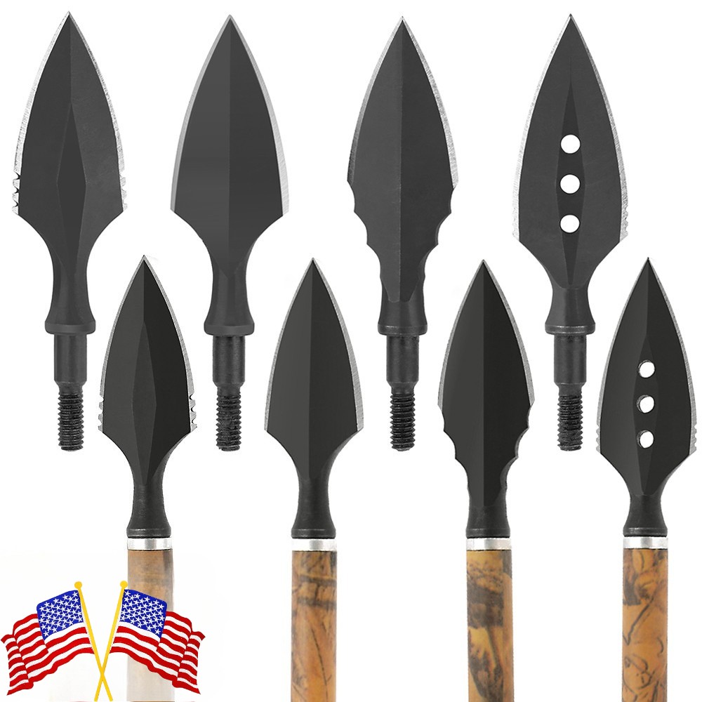 3X Archery Blade Retro Arrowheads Traditional Broadheads Screw Tips Bow Shooting