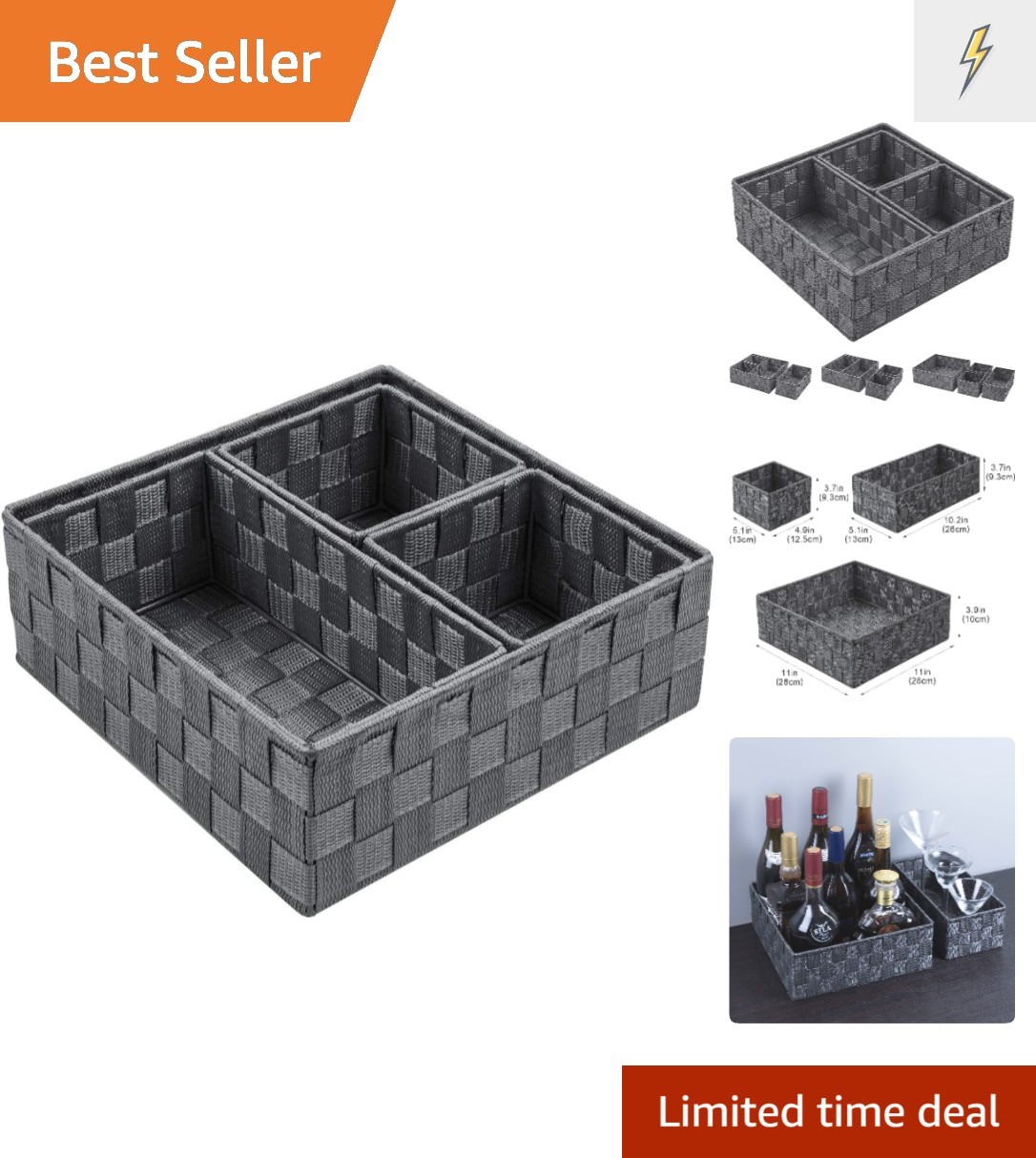 Versatile Woven Storage Bins, Set of 4 - Perfect for Stylish Organization