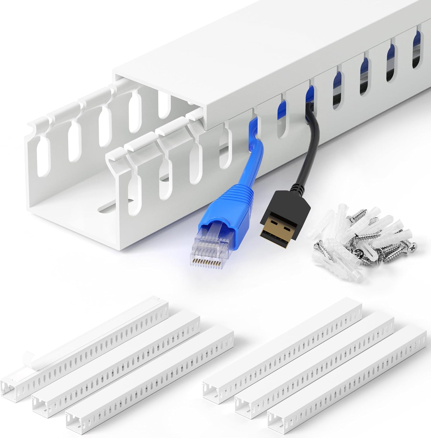 99In(6X L16.5In) Server Rack Cable Management Raceway, H1.4In X W1.6In Cable Rac