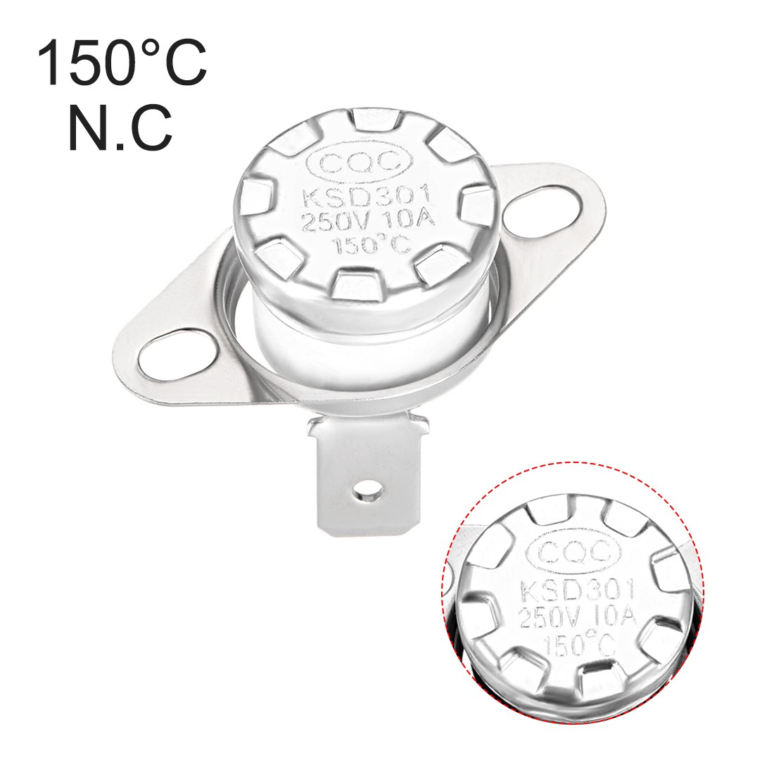 2pack Temperature Control Switch Thermostat 150°C 10A NC6.3mm Pin