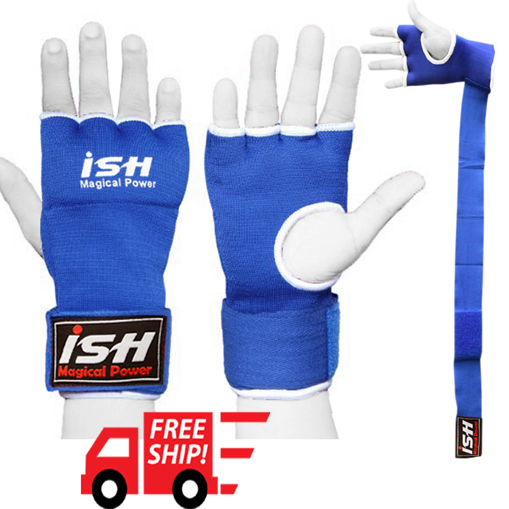 Inner Gloves with hand wraps Gel Padded Foam Boxing Muay Thai MMA Bandages Blue