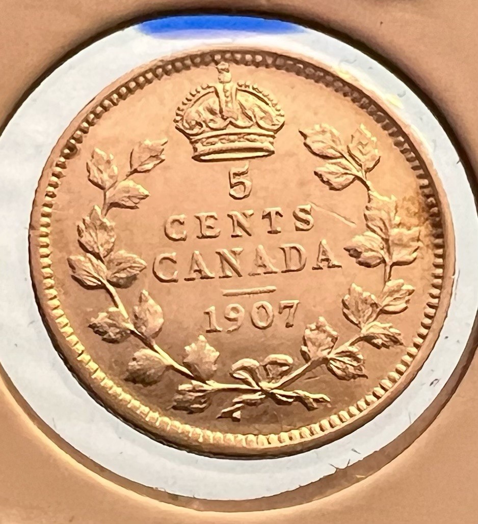 Canada 1907 Silver 5 Cents High Grade