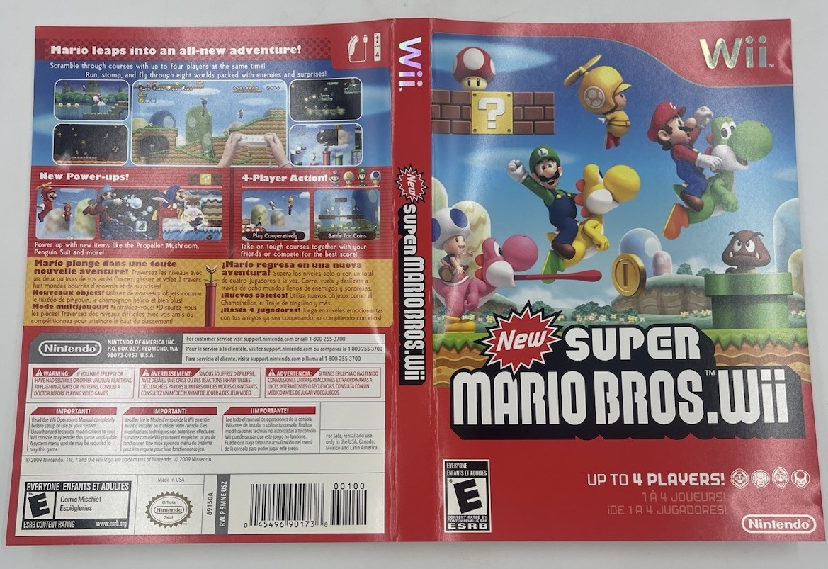New Super Mario Bros. Wii (Nintendo Wii, 2009) Replacement Cover Art Only