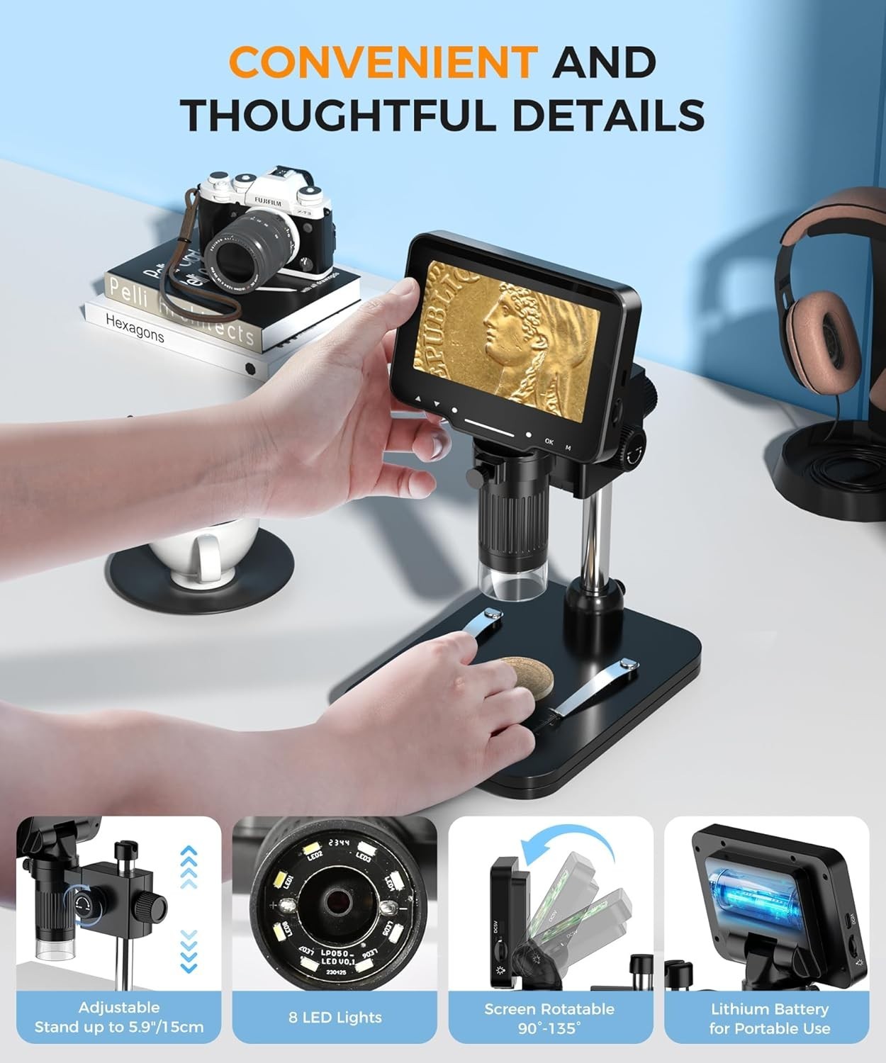 Professional 1000X Magnification Stereo Microscope Camera.
