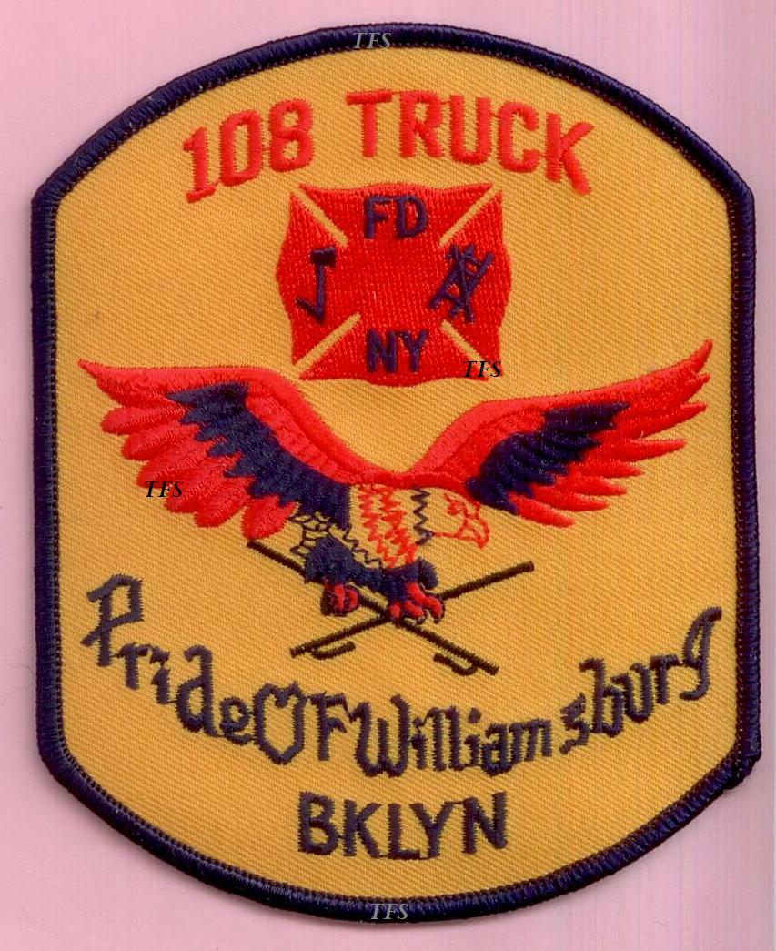 New York City Fire Dept Ladder 108 Patch Orange Old Style