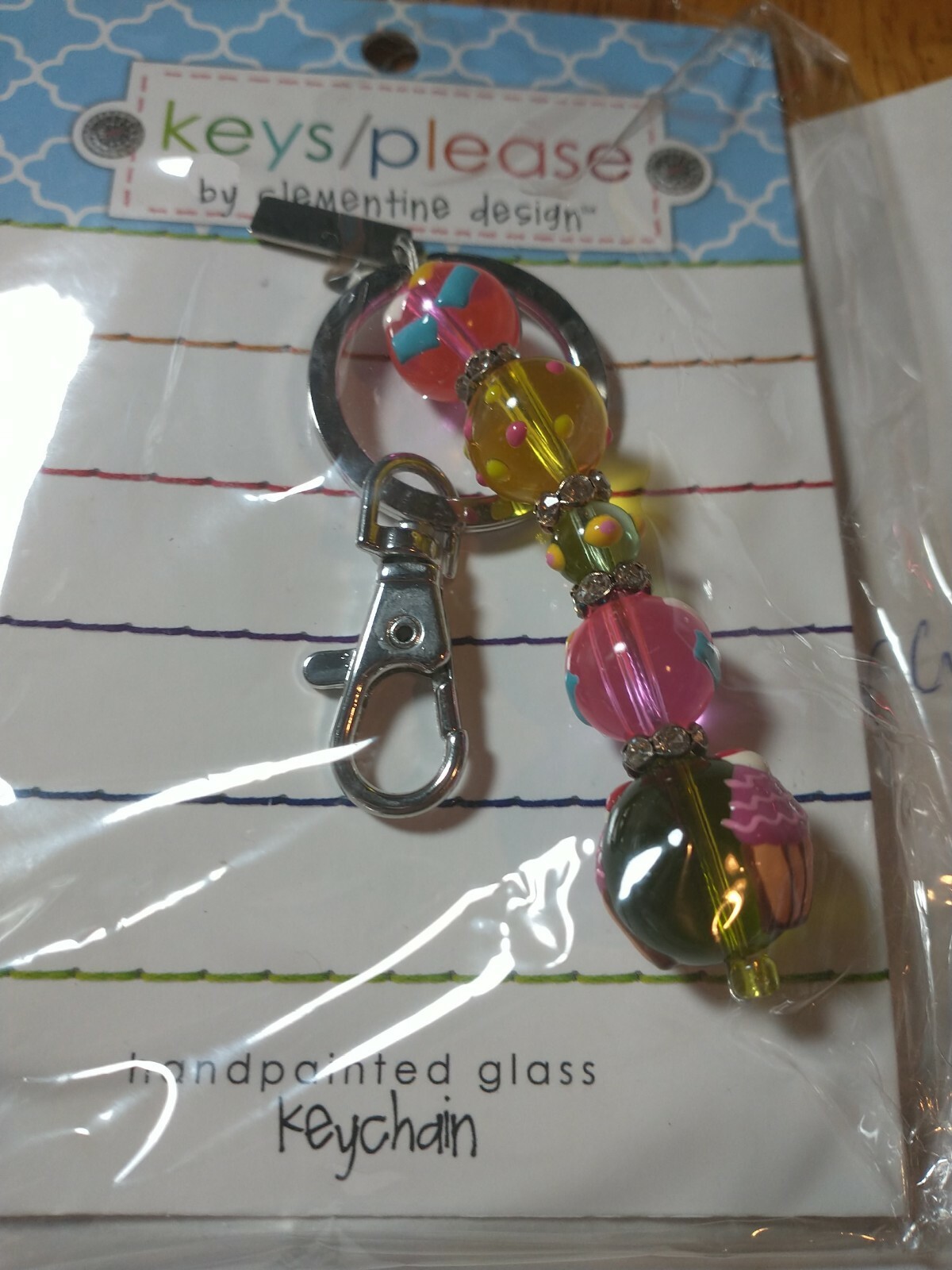 NEW CLEMENTINE DESIGN KATE & MACY BEADED GLASS KEYCHAIN 6004 cupcake crazy NIB