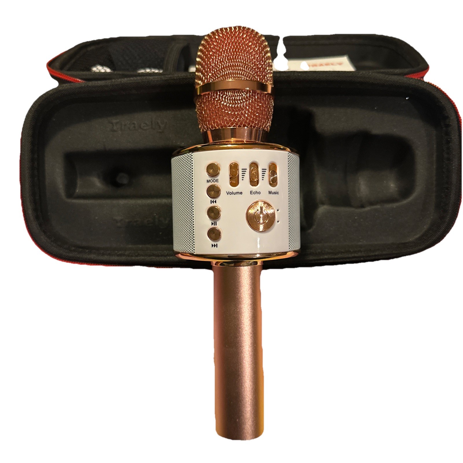 Traely Wireless Bluetooth Karaoke Microphone Portable Mic-Rose Gold Case