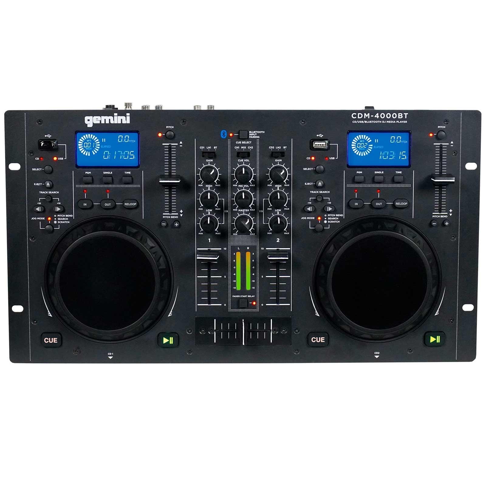 Gemini CDM-4000BT 2-Chan Dual CD/MP3/USB DJ Media Player Controller Mixer System