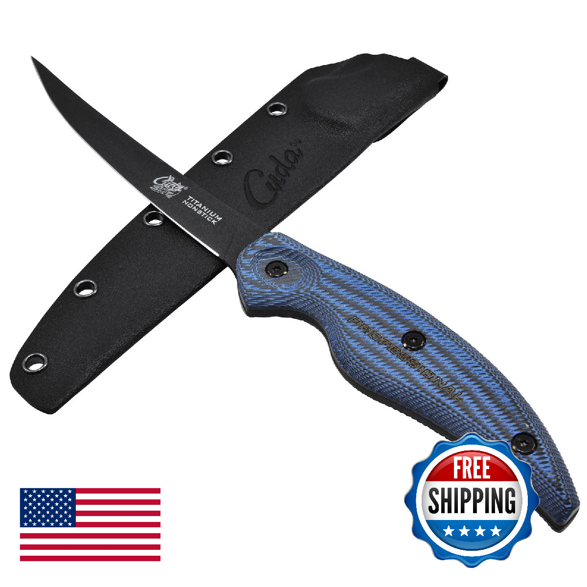CUDA 6" Curved Boning Fillet Knife - Saltwater/Freshwater, Stainless Steel, Shea