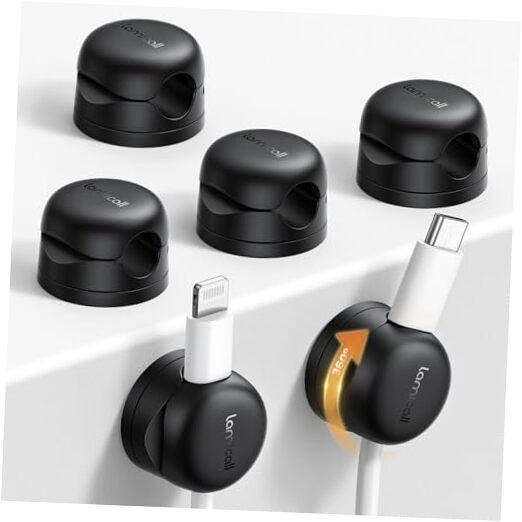 Rotatable Cord Organizer, Spring Cable Clips -  [1s Lock] Cord Holder, 6Pack
