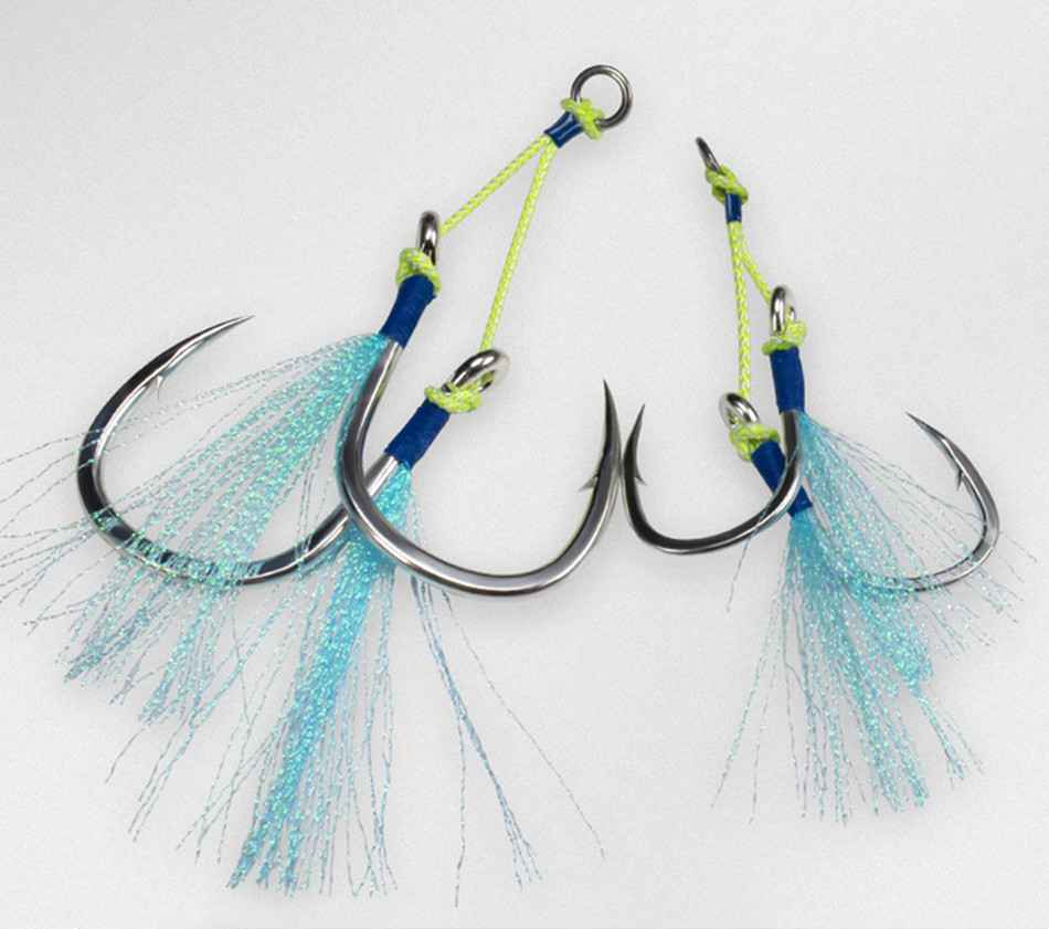 5Pairs Metal Jigging Double Assist Hook Saltwater Slow Pitch Jig Fishing Hooks