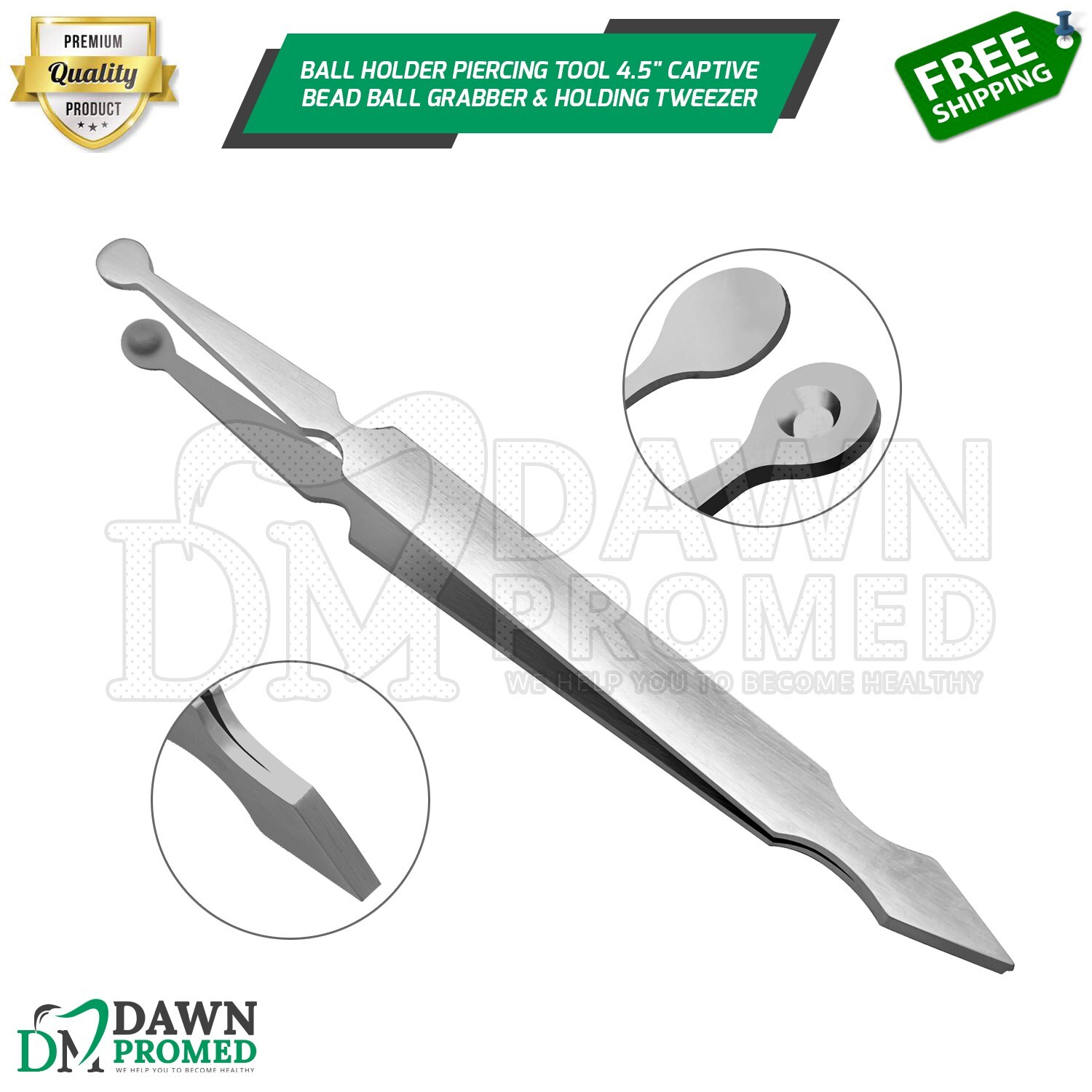 Ball Holder Piercing 4.5" Captive Bead Ball Grabber & Holding Tweezer German Gr