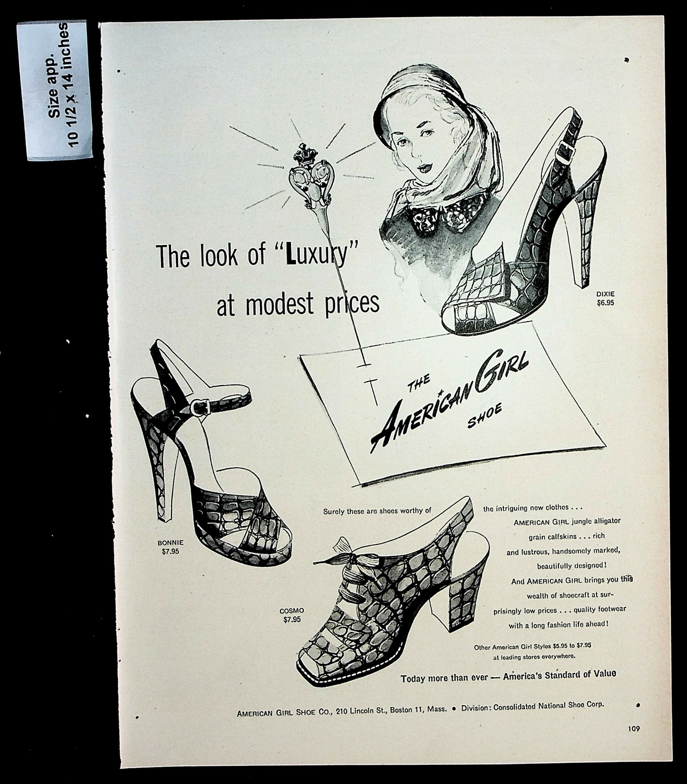 1947 American Girl Shoe Co. Woman Luxury Heels Fashion Vintage Print Ad 29392