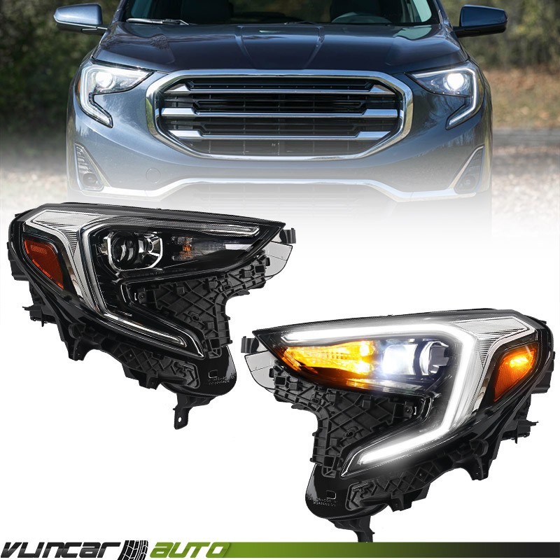 For GMC Terrain 2018-2021 HID/Xenon LED DRL Headlights Lamps w/ Bulb & Ballast