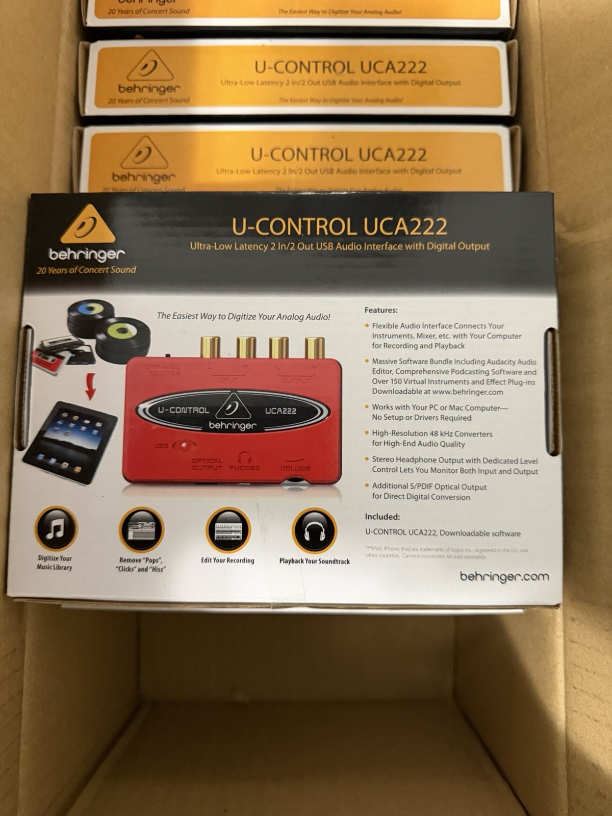 Berhinger UCA222 Ultra-Low Latency 2 In/2 Out USB Audio Interface-NEW!