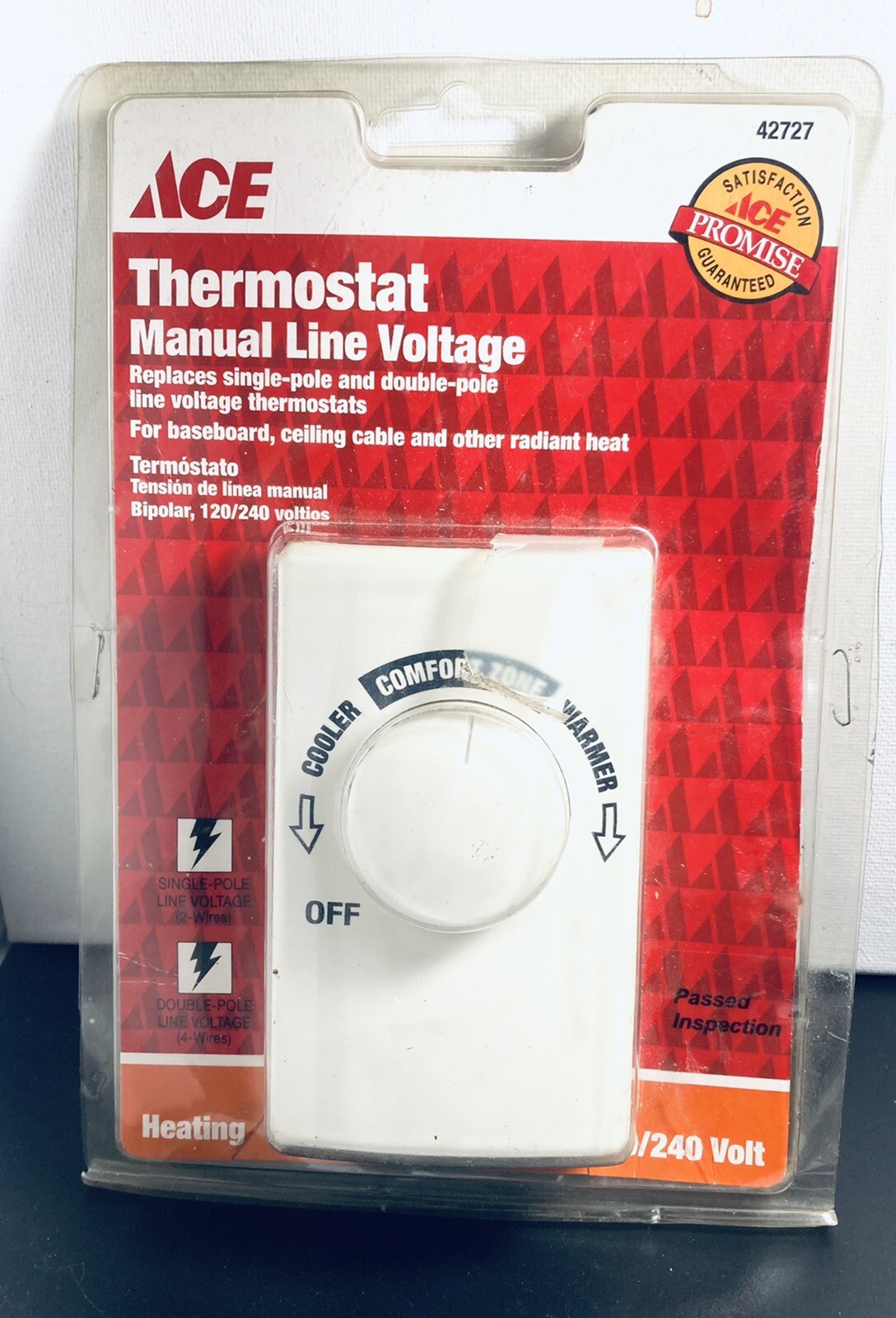 ACE Thermostat Manual double pole Line Voltage baseboard heat 120/240 Volt