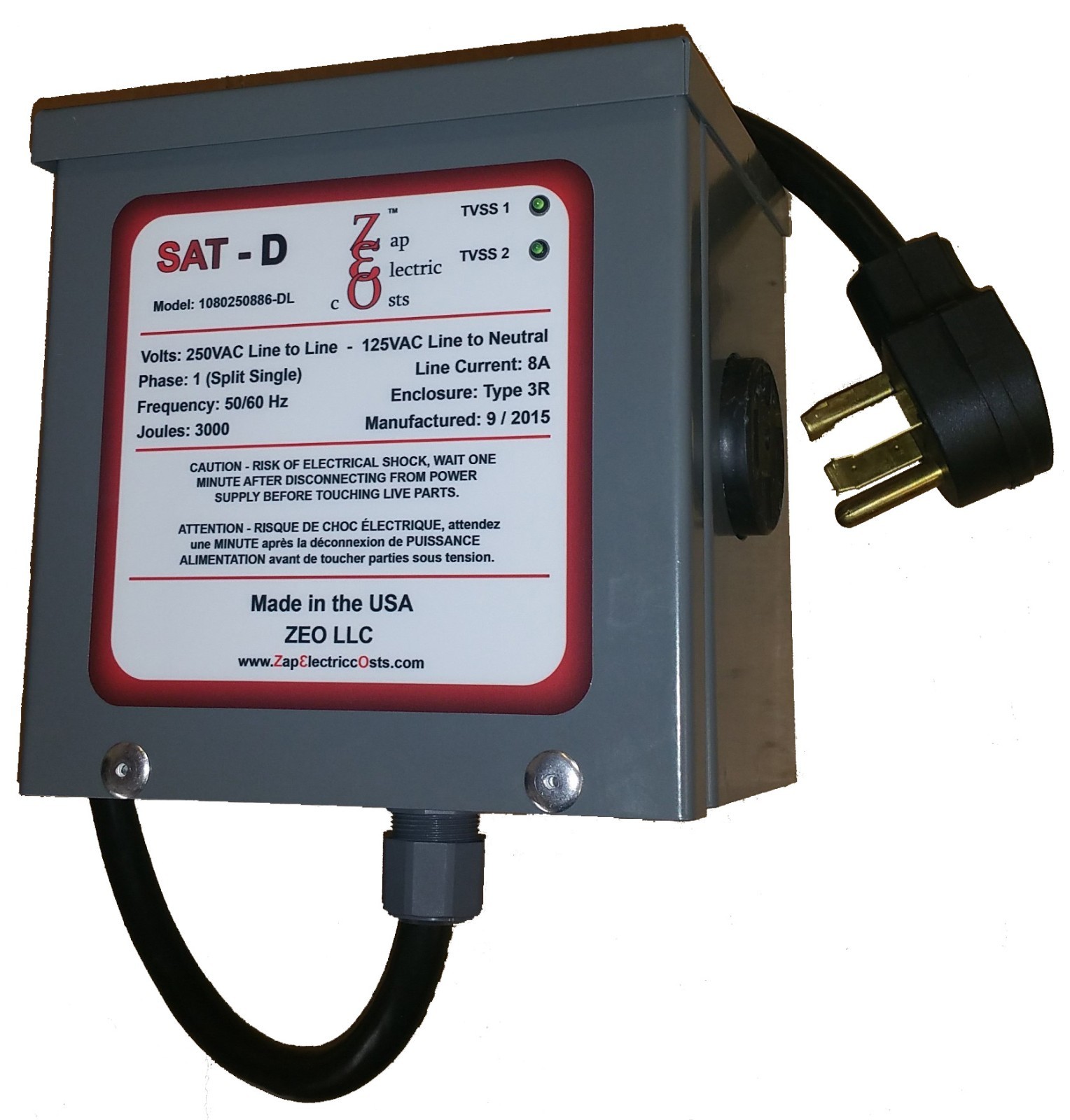 Whole House Energy Savings Power Factor Saver Kvar Unit 1300 with TVSS - 4 Prong