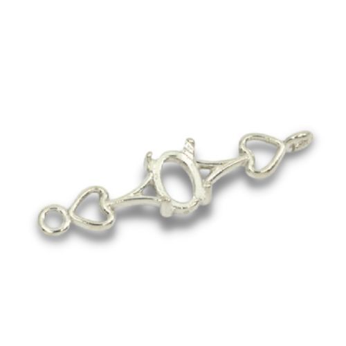 Oval Cabochon Heart Design Bracelet Link