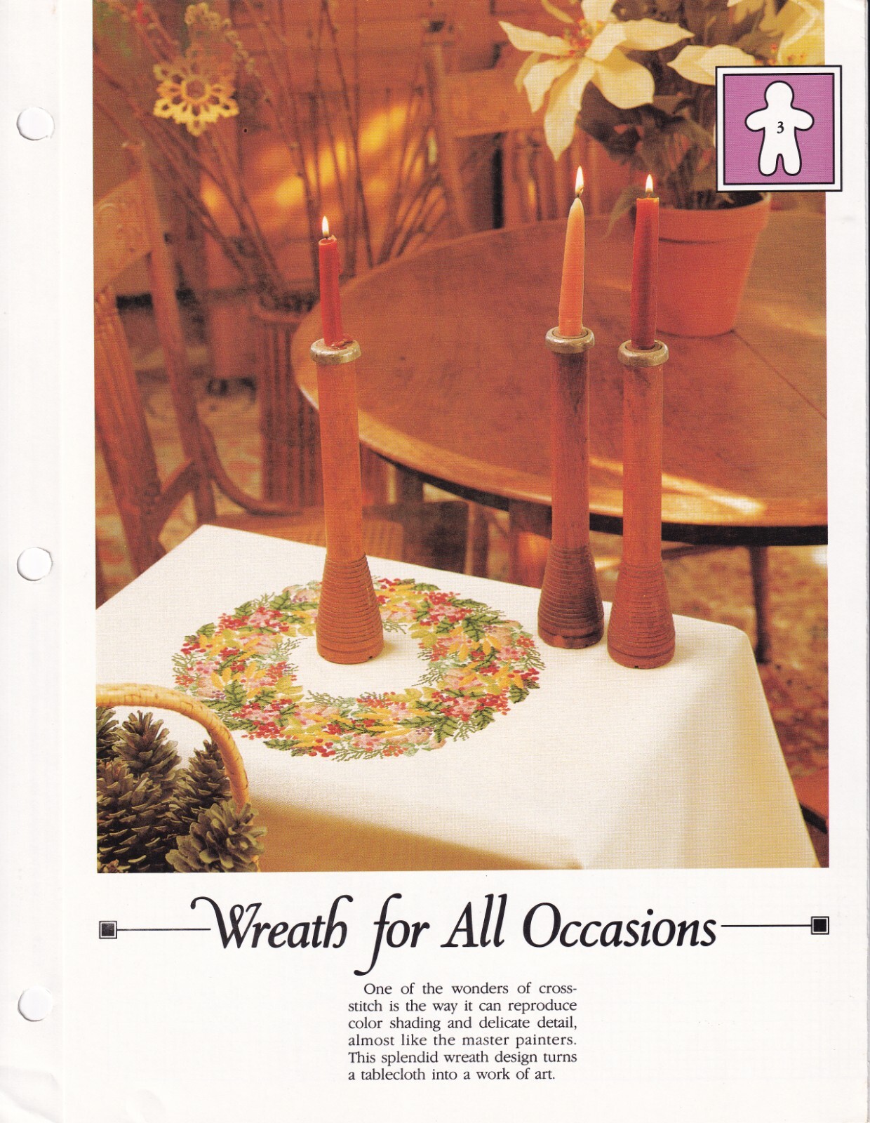 Cross Stitch Pattern WREATH FOR ALL OCCASIONS Design for Tablecloth