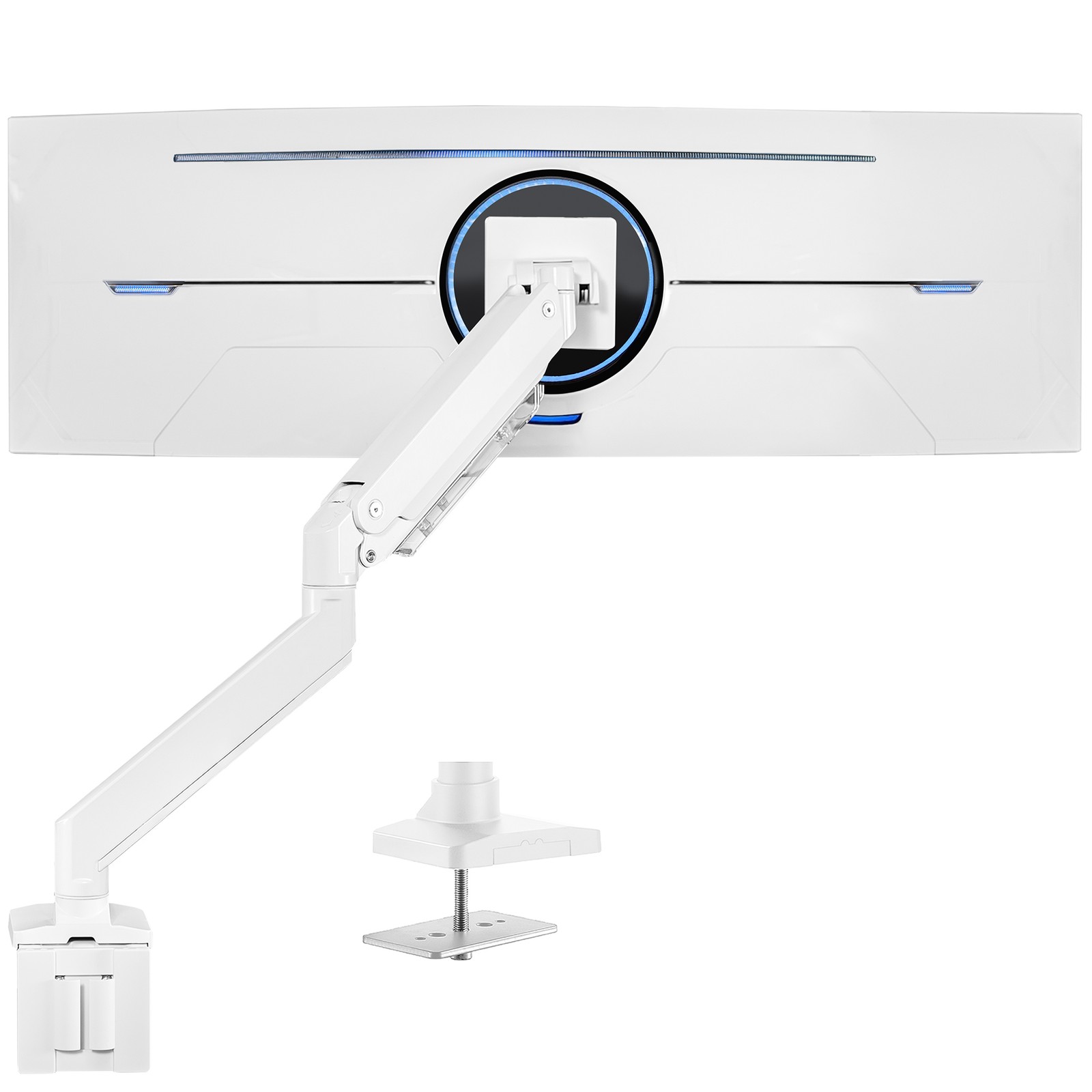 VIVO White Single Pneumatic Monitor Desk Mount, Fits Ultrawides up to 49"