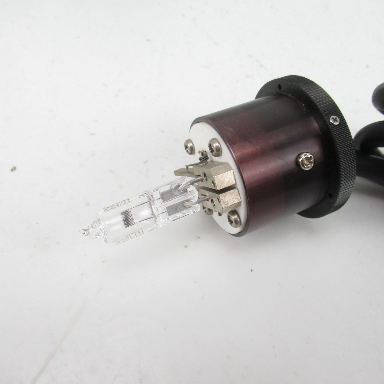 OLYMPUS 100W HALOGEN LIGHT SOURCE FOR VANOX MICROSCOPE - DENT IN HOUSING