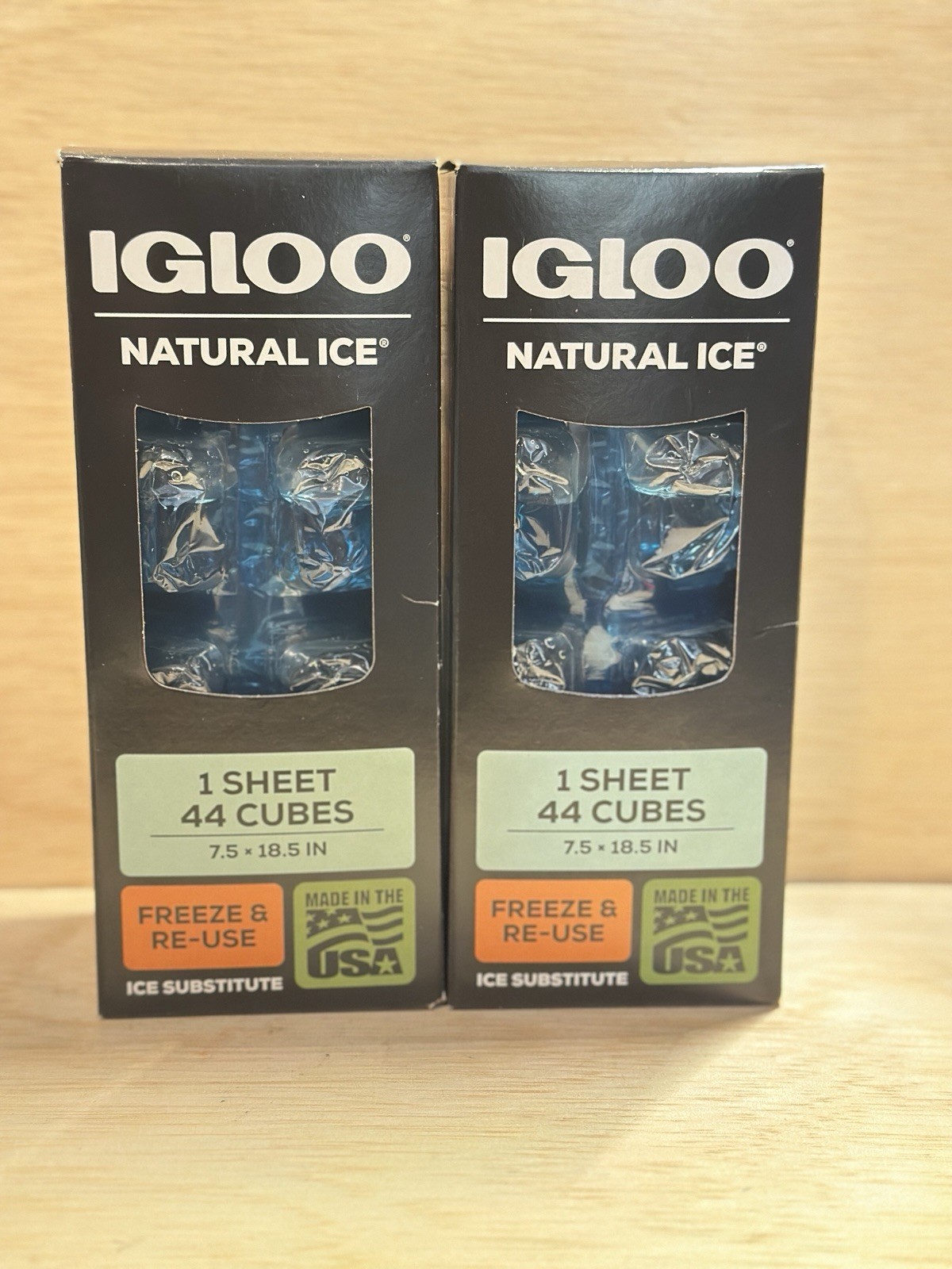 Lot 2-Igloo Natural Ice 1 sheet 44 cubes Ea-Freeze & Re-use Coolers Wraps