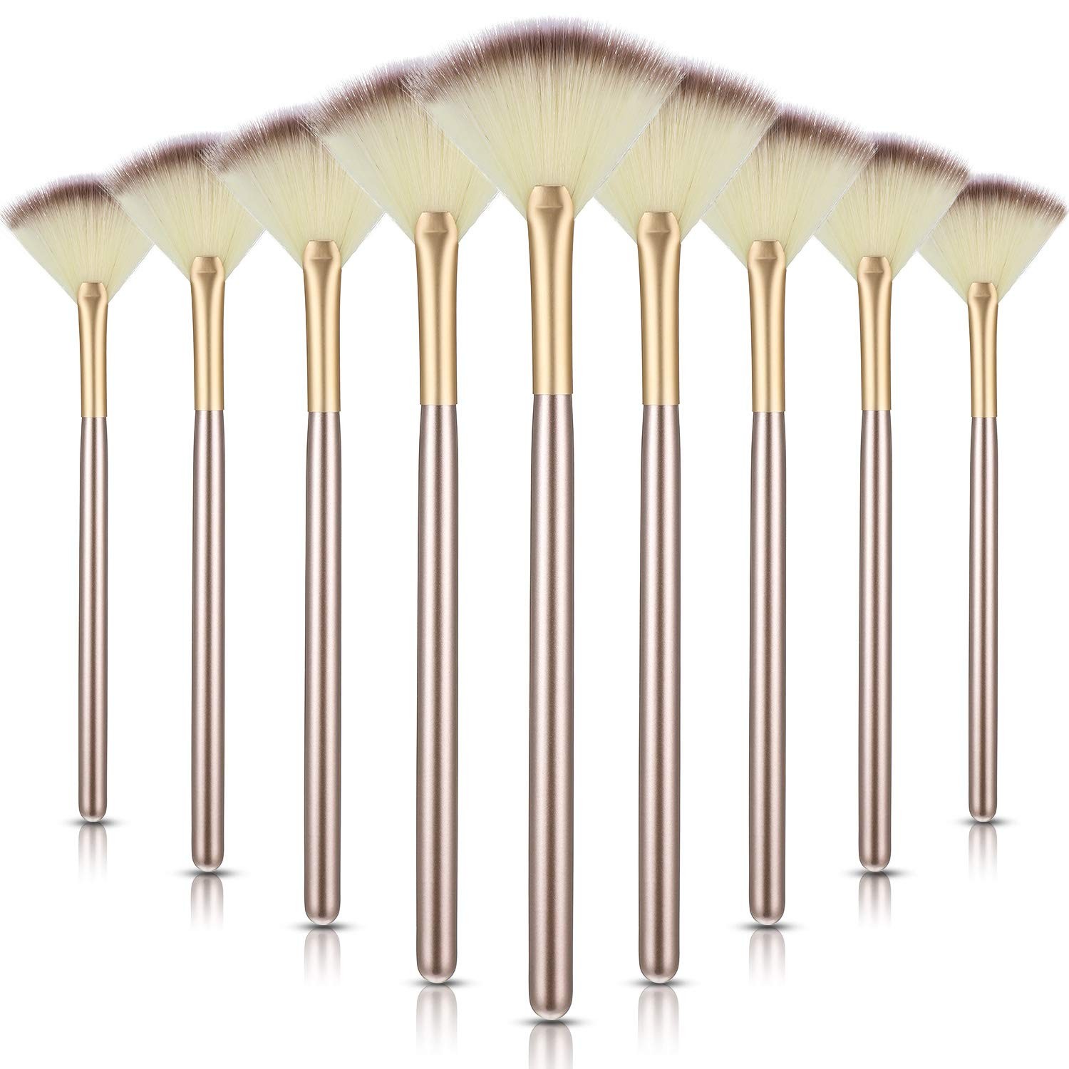 9 Pieces Facial Fan Mask Brushes, Soft 9 Count (Pack of 1), Champagne