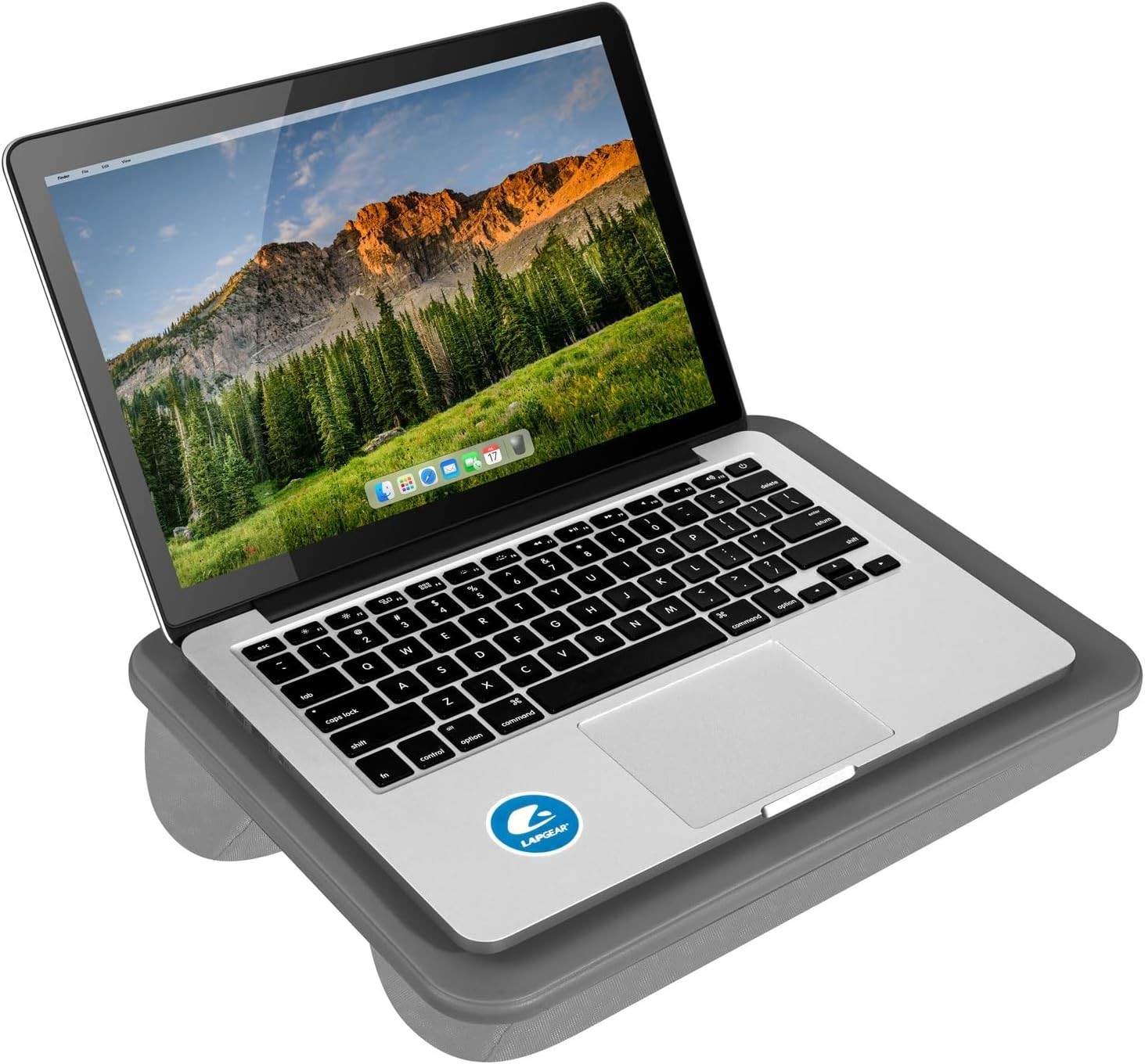 Compact Lap Desk – Charcoal, Fits 14" Laptops | Microbead Cushion, Built-In P...