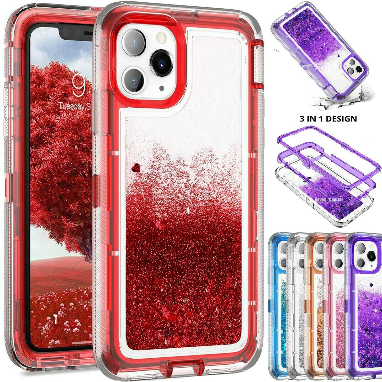 Shockproof Bling Glitter Phone Case Cover Screen Protector For iPhone 15 Pro Max