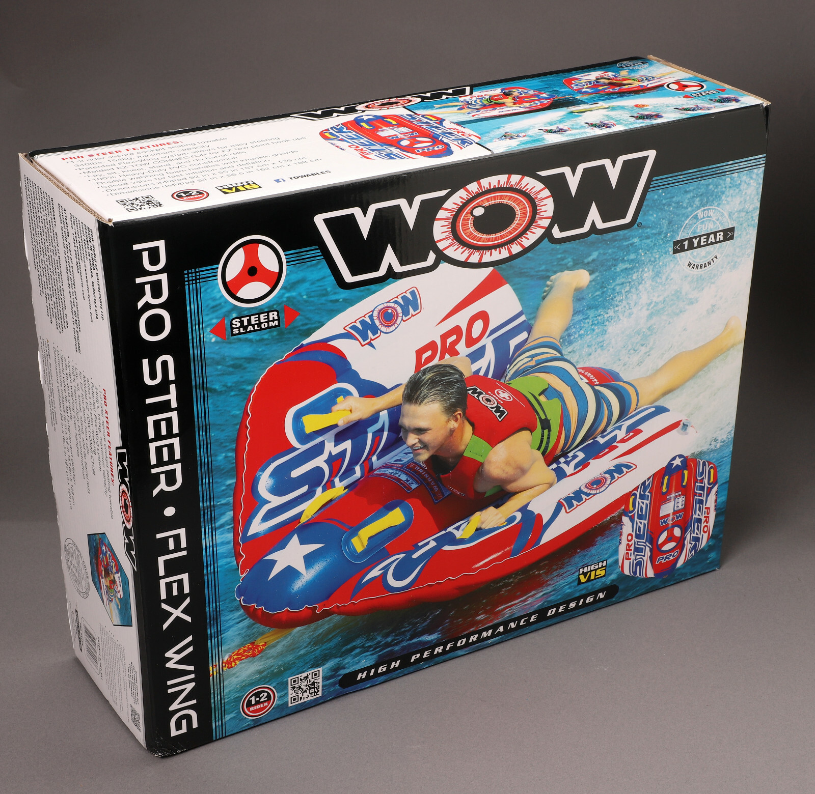 WOW World of Watersports Pro Steer Flex Wing 2-Person Towable Tube - Red/Blue/Wh